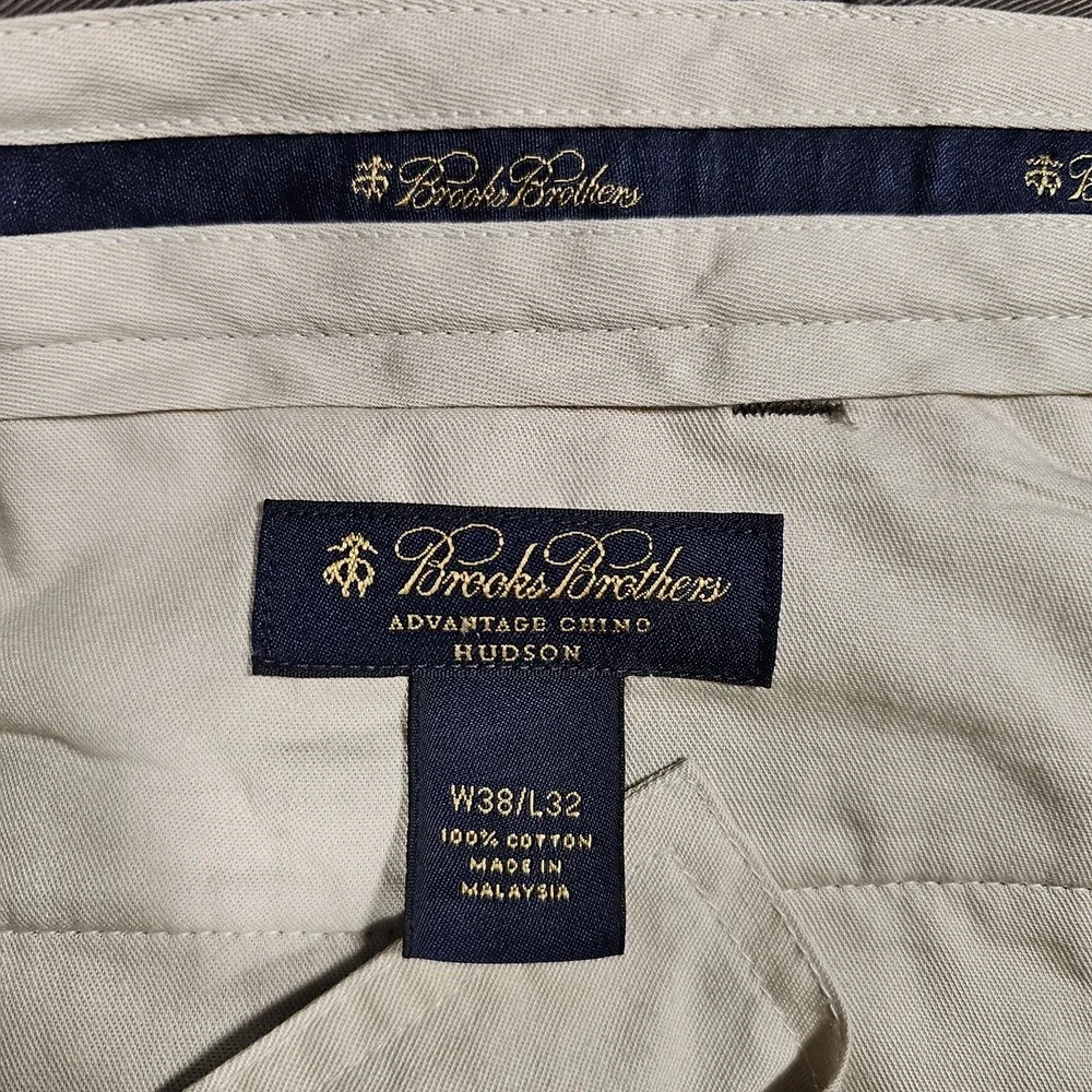 Brooks Brothers Advantage Chino Hudson Pants Mens 38x32 Brown Flat Front